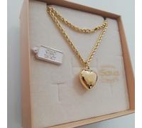 Collana fune corda e ciondolo pendente cuore bombato in oro giallo 750 18 kt