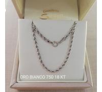 Collana fune corda funetta girocollo 45 cm in oro bianco 750 18 kt spessore 2 mm
