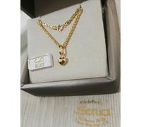 Collana funetta 45 cm e ciondolo cuore bombato in oro giallo 750 18 kt NUOVO