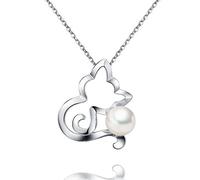 Collana gatto per donna ciondolo gatto con perla da 5-6mm 925 in argento sterlina regali san valentino regalo per ragazza di VIKI LYNN