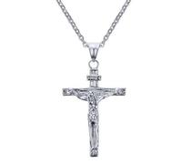 Collana Gesù per Uomo Donna Acciaio Inossidabile ed Catena Pendente Semplice, Argento Convenient Design