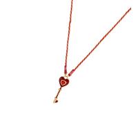 Collana giocosa multicolore con ciondolo a forma di cuore a foglia con colori dopamina stili per abiti casual o formali catena colorata a quattro foglie di trifoglio clavicola, Misura unica, come