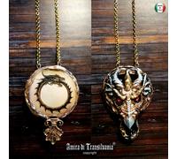collana gioiello dragone talismano gotico amuleto pendente drago bigiotteria oro