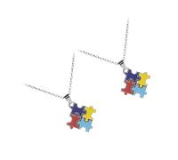 Collana Gioiello Leggero e Decorativo Puzzle in Lega Autismo 2 Pezzi | Regalo per Compleanno, Facile da Indossare e Togliere, Colore Brillante, Stile Unico