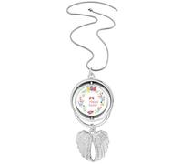 Collana girevole con ciondolo a forma di ali d'angelo con fiore e scritta "Happy Easter"