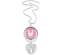 Collana girevole con ciondolo a forma di coniglietto con ali d'angelo e scritta "Happy Easter