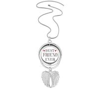 Collana girevole con ciondolo a forma di cuore con ali d'angelo e scritta "Best friend ever