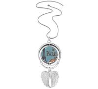 Collana girevole con ciondolo a forma di palla di fuoco di Parigi, Torre Eiffel, ali d'angelo