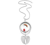 Collana girevole con ciondolo a forma di uovo e ali d'angelo con scritta "Happy Easter Fest