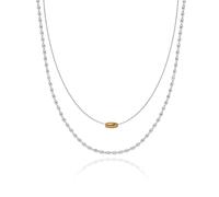 Collana girocollo a doppio strato, da donna, alla moda, delicata, con perline di riso, gioielli per uso quotidiano