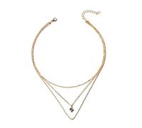 Collana girocollo a strati con zirconia cubica, catena placcata in oro con ciondolo quadrato di strass, lunghezza 36 cm, design a più fili da donna