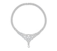 Art Deco Ispirato Swirl Leaf Design Choker Collare V Statement Collana Con Scollatura Penzoloni Aperto Teardrop Micro Spianare Cubico Zirconia Aaa Cz Placcato Argento Per Il Matrimonio Delle Donne