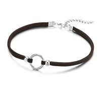 Collana Girocollo Choker Marrone da Donna, Ciondolo, Aperto Cerchio Charm e Perlina Pendente