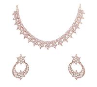 Collana girocollo con borchie di pietra fantasia floreale per le donne - oro rosa