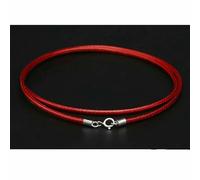Collana girocollo con catena a maglie in corda cerata, con fibbia in argento 925, per uomo, gioielli con ciondolo, per la creazione di gioielli - Rosso 2 mm - 55 cm