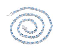 Collana girocollo con catena da tennis in pietra bianca blu turchese
