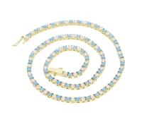 Collana girocollo con catena da tennis in pietra bianca blu turchese