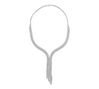 Collana girocollo con frange a Y ispirata all'Art Déco, con design a nappine, zirconi cubici AAA CZ, placcata in argento, per matrimonio, ballo di fine anno e concorso di bellezza femminile.