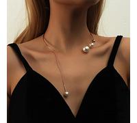 Collana Girocollo con Perle Imitazione Bianca Elegante per Donna Collana con Catena a clavicola Collana con Ciondolo per Gioielli da Sposa per Donna