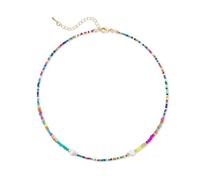 Collana girocollo con perline colorate per le donne breve dichiarazione Boho perline collana regolabile per le donne estate spiaggia gioielli regalo, 16.53inch, Vetro, Non pietra preziosa