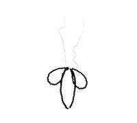 Collana girocollo con perline di vetro unica con una bella catena da collo con fiocco adatto per varie occasioni collana nera misteriosa, Misura unica, come descritto, come descritto