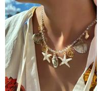 Collana Girocollo Conchiglie Dorate E Stelle Marine Look Estivi Romantici 3F598