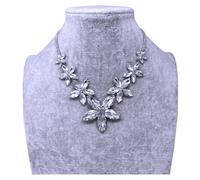 Collana Girocollo Cristalli Fiori Donna Brillante Elegante Classico Argento