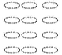 Collana girocollo da 12 pezzi da donna, stile punk gotico anni '90, collane eleganti in pizzo elasticizzato, set di gioielli con catena a forma di tatuaggio per ragazze, ragazze adolescenti (nero)