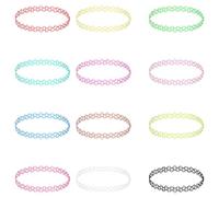 Collana girocollo da 12 pezzi da donna, stile punk gotico anni '90, collane eleganti in pizzo elasticizzato, set di gioielli con catena a forma di tatuaggio per ragazze, ragazze adolescenti (colorati)