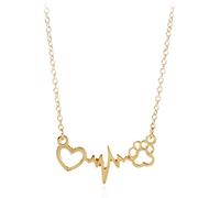 Collana Girocollo da Donna Collana con Ciondolo a Forma di Cuore d'Amore con Impronta di Zampa di Cane, Dorata Attractive
