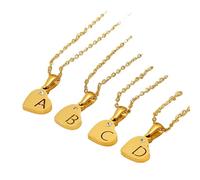 Collana girocollo da donna con ciondolo a forma di cuore con lettere dalla A alla Z, con strass trasparenti, 50CM, Altro