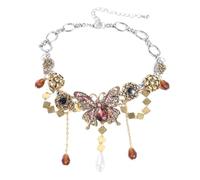 Collana girocollo da donna con strass a forma di farfalla, con nappa, collana con ciondolo a forma di farfalla, idea regalo, As show, Acrilico, Nessuna pietra preziosa