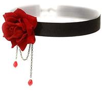 Collana girocollo da donna, elegante e retrò, con rosa, in pizzo nero, stile gotico, ideale come regalo di Natale Red