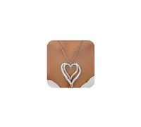 Collana girocollo da donna in oro grosso, con doppio cuore grande, in argento spesso, con ciondolo a forma di cuore, Y2K, idea regalo per feste, One Size, Metallo, Nessuna pietra preziosa