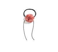 Collana girocollo da donna, regolabile, con camelia di montagna, rosa, girocollo fatto a mano, con lacci, in velluto, elegante, estiva, per matrimoni, feste, vacanze (champagner)