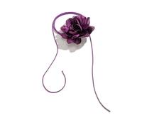 Collana girocollo da donna, regolabile, con camelia di montagna, rosa, girocollo fatto a mano, con lacci, in velluto, elegante, estiva, per matrimoni, feste, vacanze (viola)