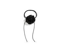 Collana girocollo da donna, regolabile, con camelia di montagna, rosa, girocollo fatto a mano, con lacci, in velluto, elegante, estiva, per feste di nozze, vacanze (nero)