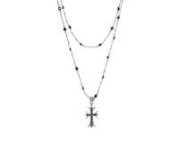 Collana girocollo gotica con perline incrociate collana girocollo con croce a strati collana gotica collana gotica collana Halloween per uomini donne, Misura unica, Acciaio inossidabile, Nessuna