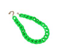 Collana Girocollo in Acrilico colorato - Collana con Catena Larga Opaca per Donna(Neon Green_45cm+7cm)