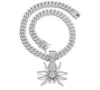 Collana girocollo in argento Sterling 925 con ragno rosso, per donne e uomini, in oro giallo 14 carati, con ciondolo a forma di ragno, regalo per donne e uomini, Necklace 22inch, Argento sterling, Non