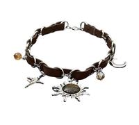 Collana girocollo in pelle marrone sole e luna da donna, colletto multi-charm tono argento, gioielli di stile celeste Boho