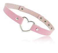 Collana girocollo in pelle PU a doppio colore con cuore e catena girocollo gotica, Pelle Metallo, lega
