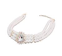 Collana girocollo multistrato con perle finte per donne anni '20 con strass di cristallo grosso collana girocollo corta catena per ballo scolastico appuntamenti nuziali gioielli da sposa, Perla