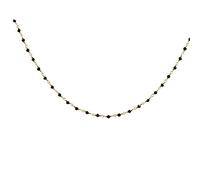Collana Girocollo Rosario in Argento 925% E Perline Nere 2.5 mm. Lunghezza Regolabile 43-47 cm (Oro Giallo/Nero)