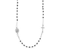 Collana girocollo uomo donna rosario in argento 925 e perline colorate - 47 cm