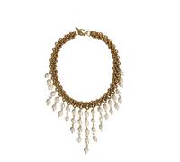 Collana girocollo vintage con perle e diamanti sintetici, per donne e spose, /, Metallo, Zircone
