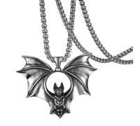 Collana gotica a forma di pipistrello per uomo :: Ciondolo a forma di pipistrello grande in acciaio inossidabile, stile punk rock vintage, c