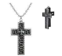 Collana gotica con croce antica e comparto segreto, gioielli cristiani unisex, collana in stile gotico per uomini e donne, accessorio elegante per Halloween e feste