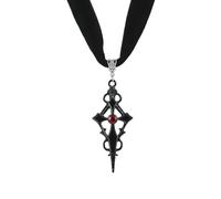 Collana gotica con spada a croce rossa e nera, collana con ciondolo a croce in velluto girocollo in velluto stile punk scuro collana vampiro gioielli gotici grandi collane con croce nera vintage