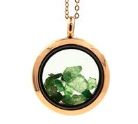 Collana Granato Tsavorite Brut. Modello Medaglione 20 MM Colore Oro Rosa